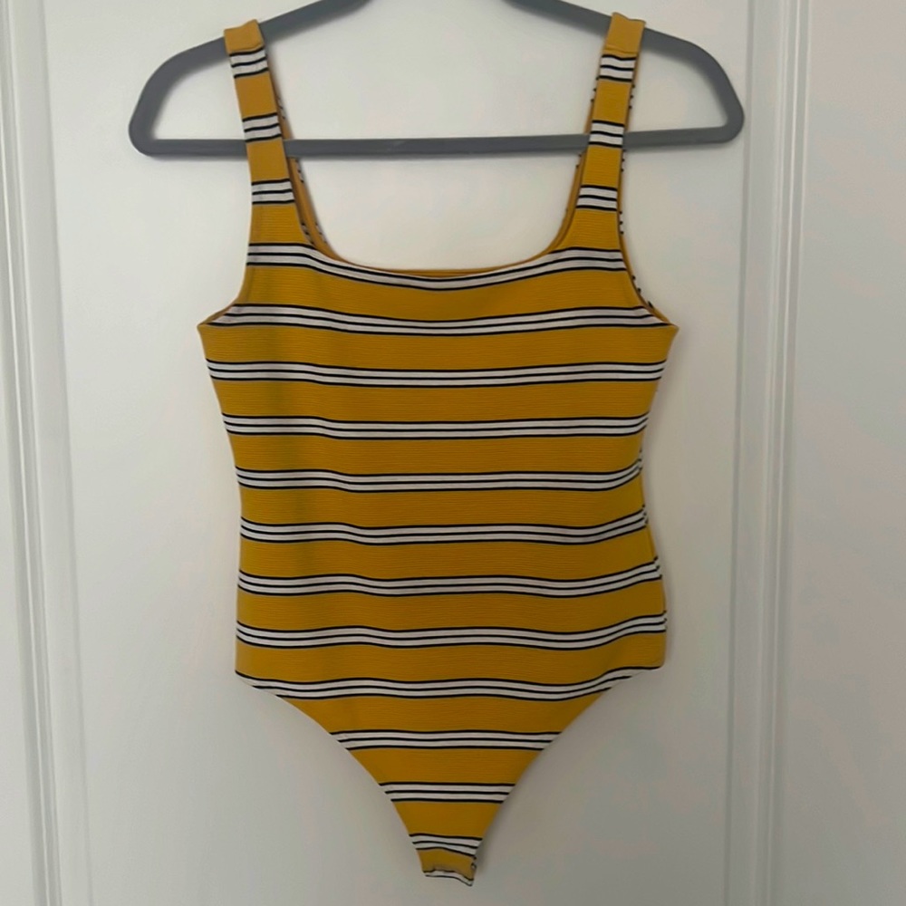 Express Bodysuit size Small black, yellow and white stripes